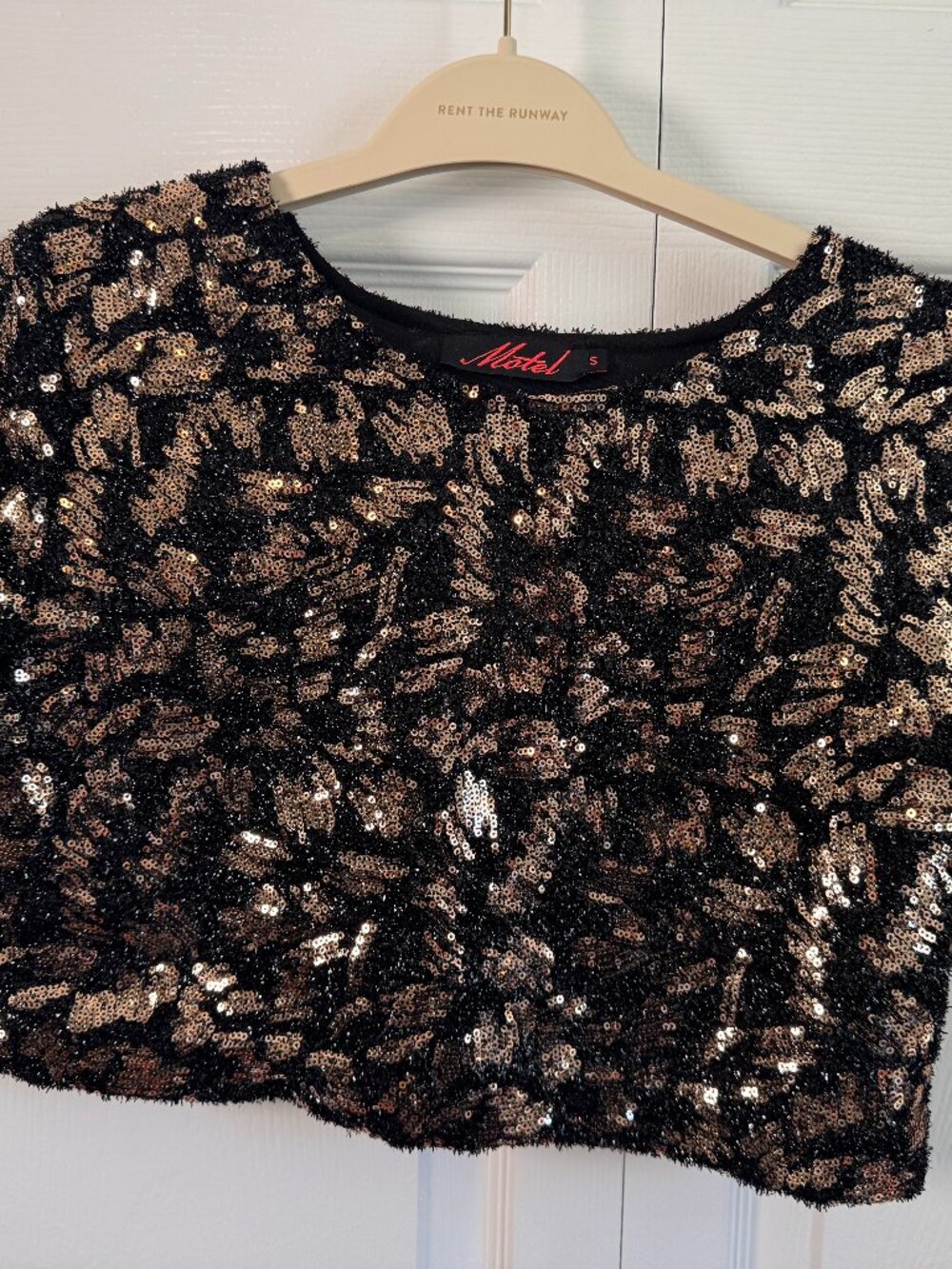 Motel Bronze Sequin Crop Top | Flirty & Edgy | Party Ready